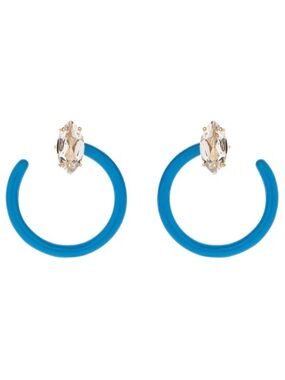 Blue Small Tendril Circle Earrings 9kt Gold